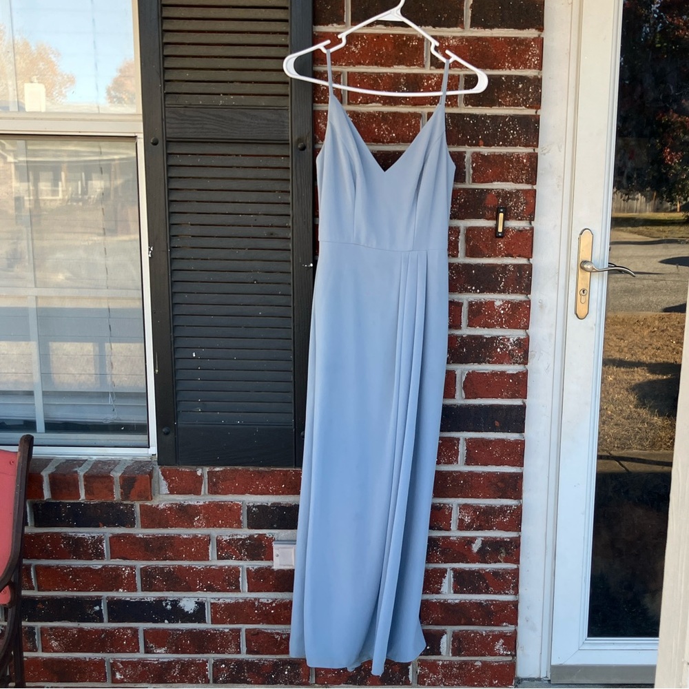 Chic Light Blue Maxi Dress with Spaghetti Straps